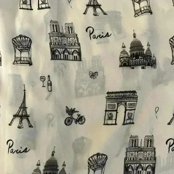 Talbots Paris Print Tie Front Blouse Ivory and Black Small Petite - Picture 8 of 9